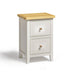 Belle 2 Drawer Solid Oak Wood and Cream Slim Bedside Table