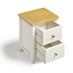 Belle 2 Drawer Solid Oak Wood and Cream Slim Bedside Table