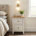 Belle 2 Drawer Solid Oak Wood and Cream Slim Bedside Table