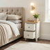Belle 2 Drawer Solid Oak Wood and Cream Slim Bedside Table