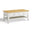 Belle 2 Drawer Rectangular Solid Oak Wood and Cream Coffee Table