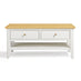 Belle 2 Drawer Rectangular Solid Oak Wood and Cream Coffee Table