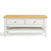 Belle 2 Drawer Rectangular Solid Oak Wood and Cream Coffee Table