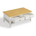 Belle 2 Drawer Rectangular Solid Oak Wood and Cream Coffee Table