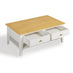 Belle 2 Drawer Rectangular Solid Oak Wood and Cream Coffee Table