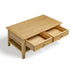 Belle 2 Drawer Rectangular Solid Oak Wood Coffee Table