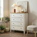 Belle 4 Drawer Solid Oak Wood and Cream Chest of Drawers