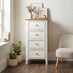 Belle 4 Drawer Tall Solid Oak and Cream Small Chest of Drawers