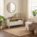 Belle Solid Oak Wood & Cream 3 Drawer Large TV Stand