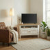 Belle Solid Oak Wood and Cream Corner TV Stand