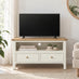 Belle Solid Oak Wood & Cream 2 Drawer TV Stand