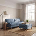 Bernie Blue Chenille Fabric 3 Seater Sofa