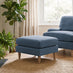 Bernie Blue Chenille Fabric Footstool