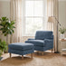 Bernie Blue Chenille Fabric Footstool