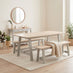 Blakeney Whitewashed and Grey Wood Dining Table & 2 Benches