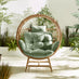 Boca Beige Rattan & Green Cocoon Garden Egg Chair