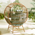 Boca Beige Rattan & Green Cocoon Garden Egg Chair