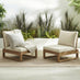 2x Brisa Natural Wood and Cream Garden Chairs Set