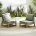 2x Brisa Natural Wood and Green Garden Chairs Set