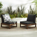 2x Brisa Walnut Wood and Black Garden Chairs Set
