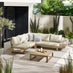 Brisa Teak Effect Wood & Cream 5/6 Seat Garden Sofa Set