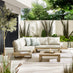 Brisa Teak Effect Wood & Cream 5/6 Seat Garden Sofa Set