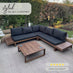 Brisa Walnut Effect Wood & Black 5/6 Seat Garden Sofa Set