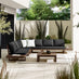 Brisa Walnut Wood & Black 8 Seat Garden Sofa Set