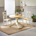 Bude Cream Round Wooden Dining Table & 2 Millford Chairs