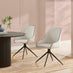 Penrose Black Round Dining Table & 4 Cream Beaumont Fabric Swivel Chairs