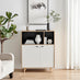 Bisset Off White and Wood Effect 2 Door Tall Storage Sideboard