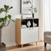 Bisset Off White and Wood Effect 2 Door Tall Storage Sideboard