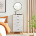 Bisset Off White and Wood Effect 5 Drawer Tall Chest of Drawers
