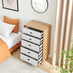 Bisset Off White and Wood Effect 5 Drawer Tall Chest of Drawers