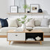 Bisset Rectangular 1 Drawer Storage Off White and Wood Effect Coffee Table