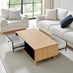 Bisset Rectangular 1 Drawer Storage Off White and Wood Effect Coffee Table
