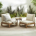 2x Brisa Natural Wood and Cream Garden Chairs Set