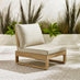 2x Brisa Natural Wood and Cream Garden Chairs Set