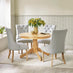 Bude Oak Effect Round Wooden Dining Table & 4 Belgravia Chairs