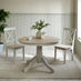 Bude Round Whitewashed and Light Grey Solid Wood 4 Seater Dining Table