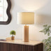 Connie Wood Cylindrical Pillar Table Lamp