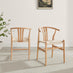 Leif Oak Veneer Wood Rectangular Extending Table & 8 Caia Wishbone Dining Chairs