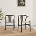 2x Caia Black Wood & Rope Wishbone Dining Chairs