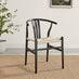 2x Caia Black Wood & Rope Wishbone Dining Chairs
