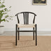 2x Caia Black Wood & Rope Wishbone Dining Chairs