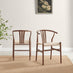 2x Caia Walnut Effect Wood & Rope Wishbone Dining Chairs