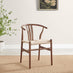 2x Caia Walnut Effect Wood & Rope Wishbone Dining Chairs