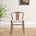2x Caia Walnut Effect Wood & Rope Wishbone Dining Chairs