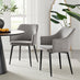 2x Calla Grey Velvet Dining Chairs with Black Legs