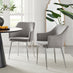 2x Calla Grey Velvet Dining Chairs with Silver Legs